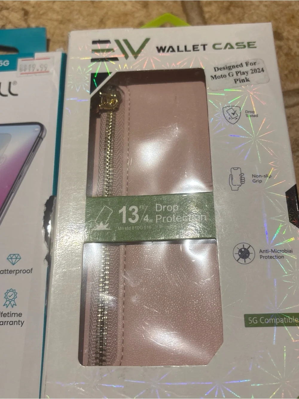 Set of 2 Wallet Case for Moto G Play 2021 - Pink tempered glass 5G